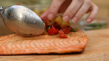 Nielsen-Massey Grilled Salmon with Orange Scented Pineapple Salsa