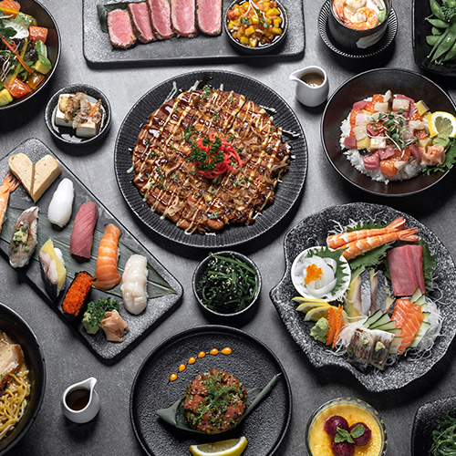 Japanese dishes and plates of food