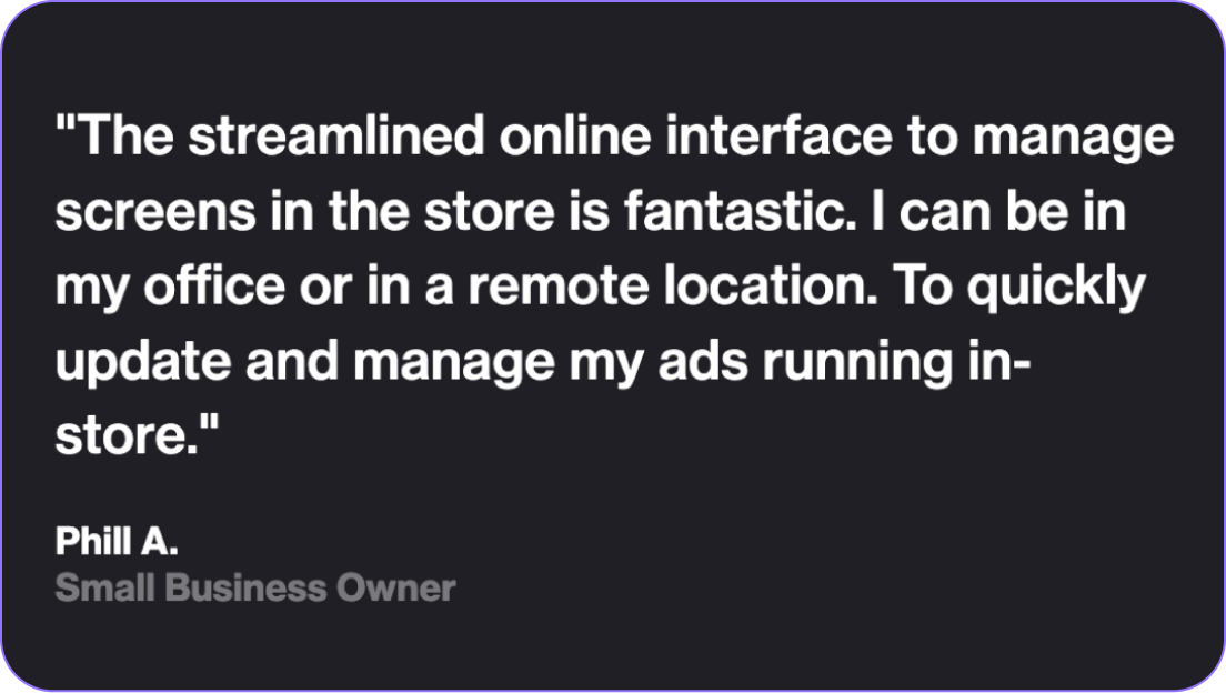 quote recommending atmosphere tv from a small business owner