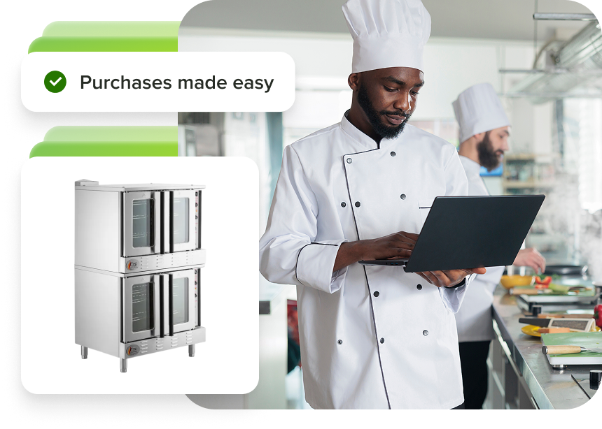 chef making a purchase online using service