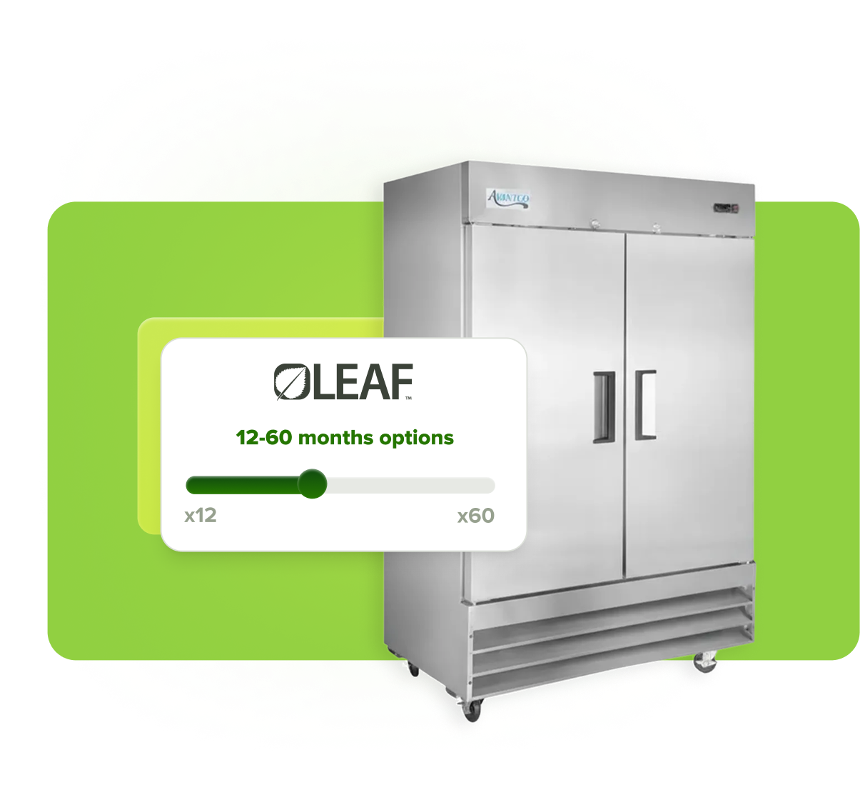 showing an avantco refrigerator with LEAF financing options