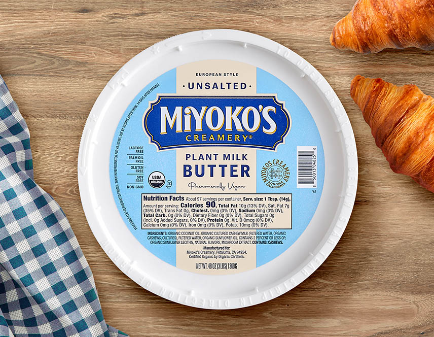 Miyoko's Creamery European-Style Cultured Unsalted Vegan Butter 3 lb. - 2/Case